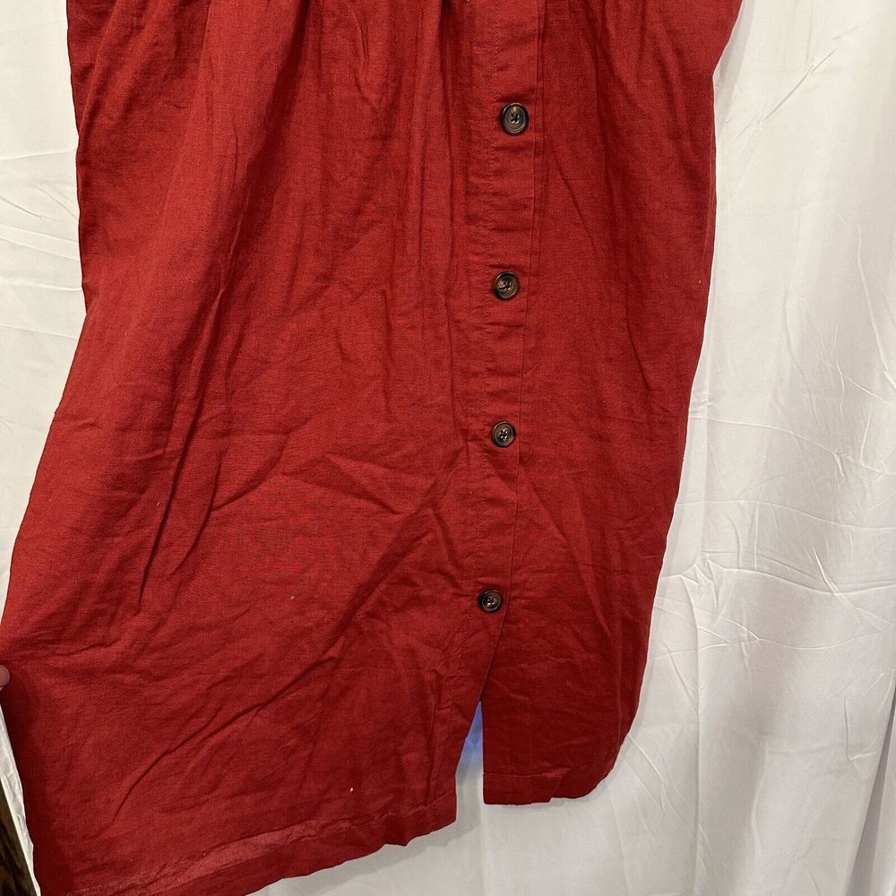 Maurices Women Size XXL Dress Red Linen Blend Tank Faux‎ Wrap Button Up V Neck - Picture 4 of 8